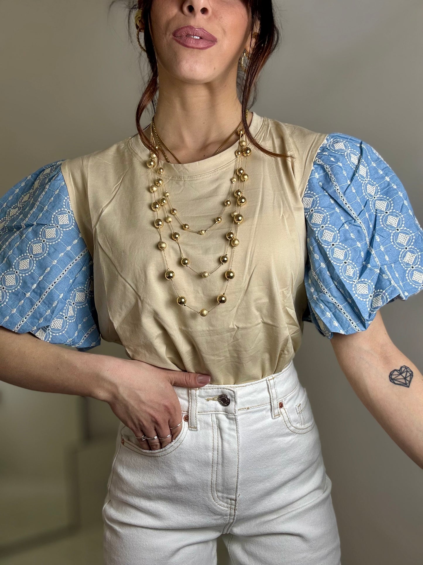 T-shirt Denim ballon
