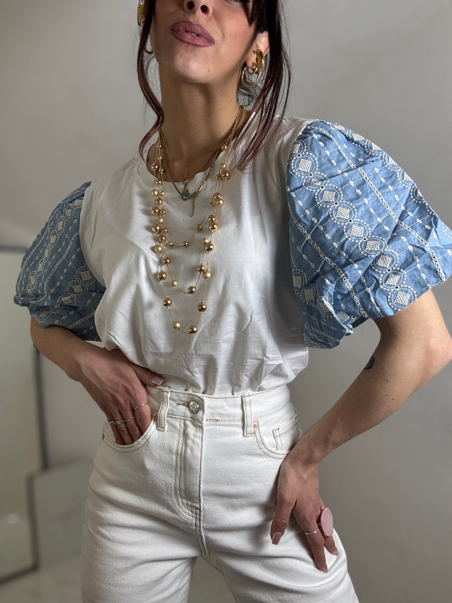 T-shirt Denim ballon