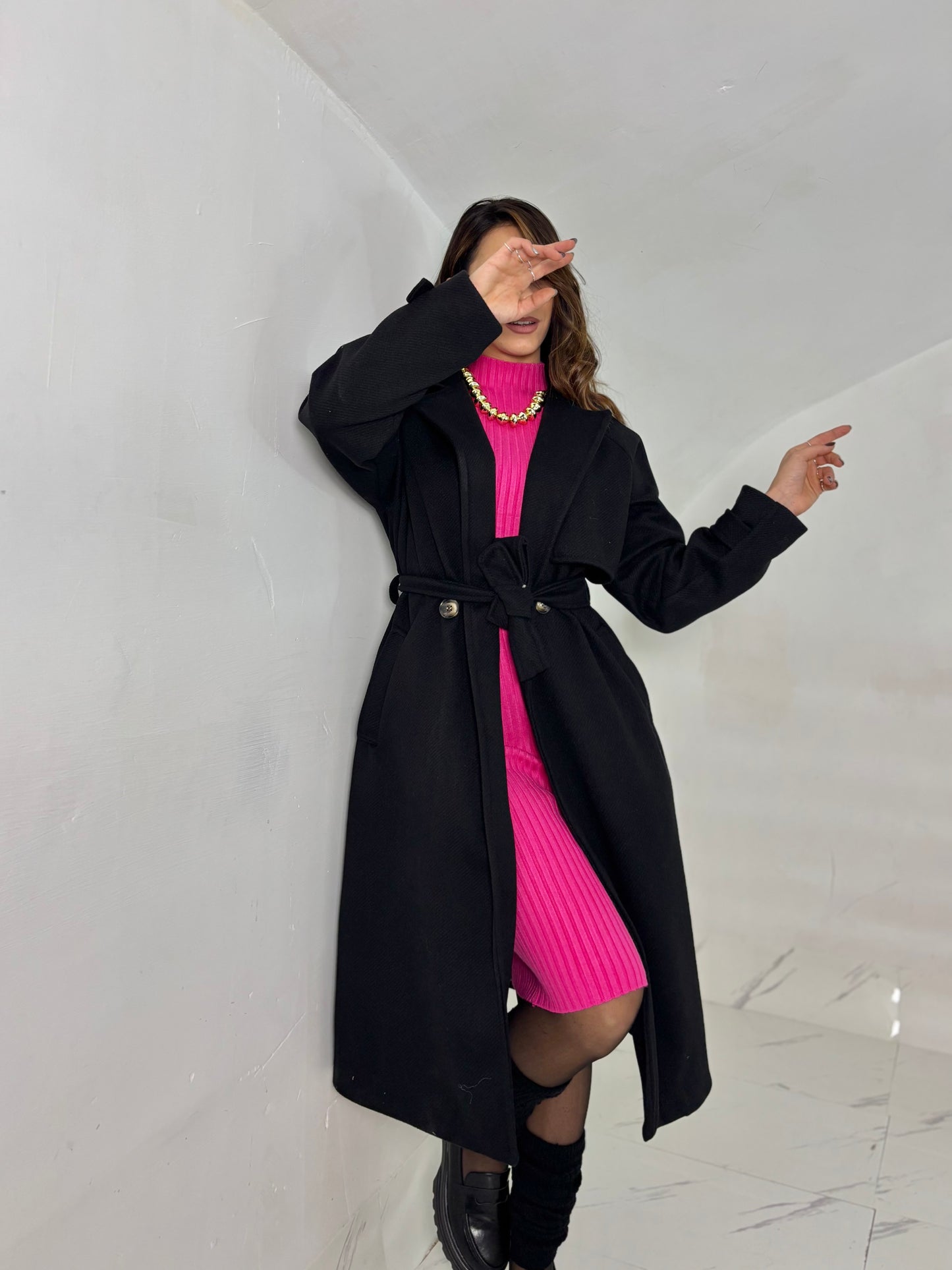 Coat rigato Black