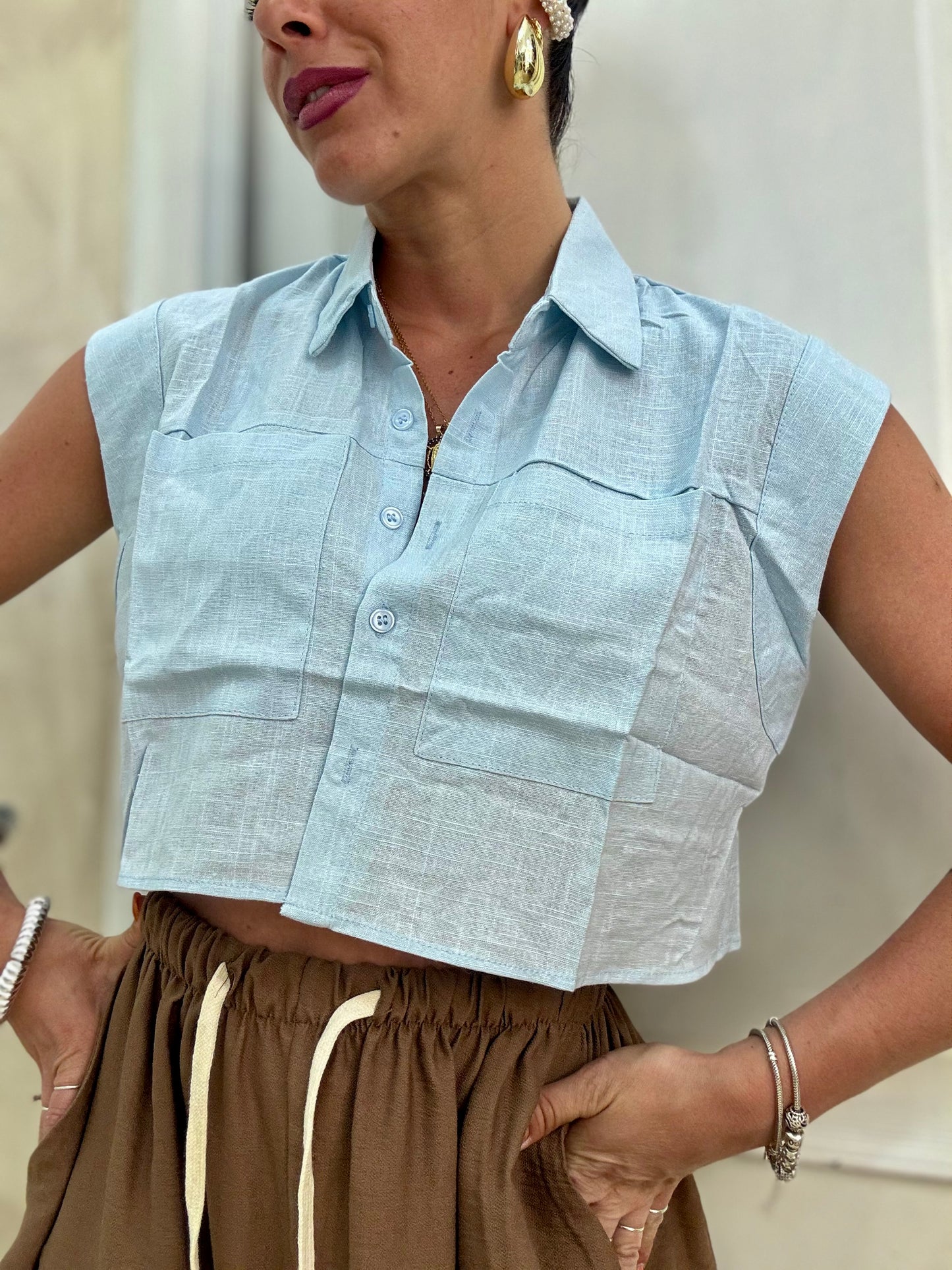 Camicia CROP lino
