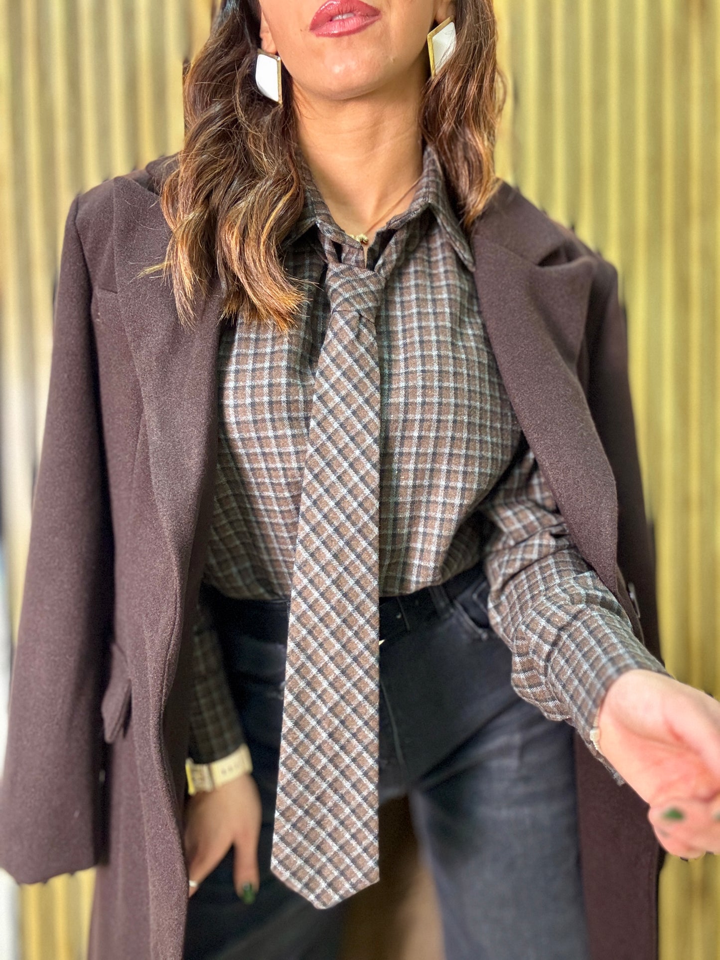 Camicia quadri con cravatta