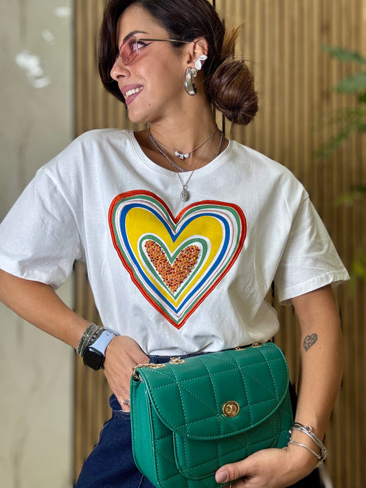 T-shirt cuore multi