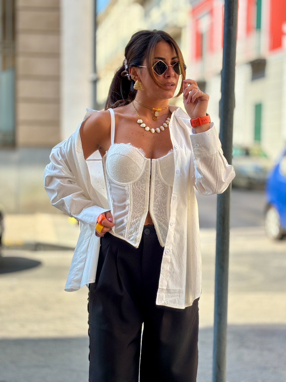 Camicia basic strass