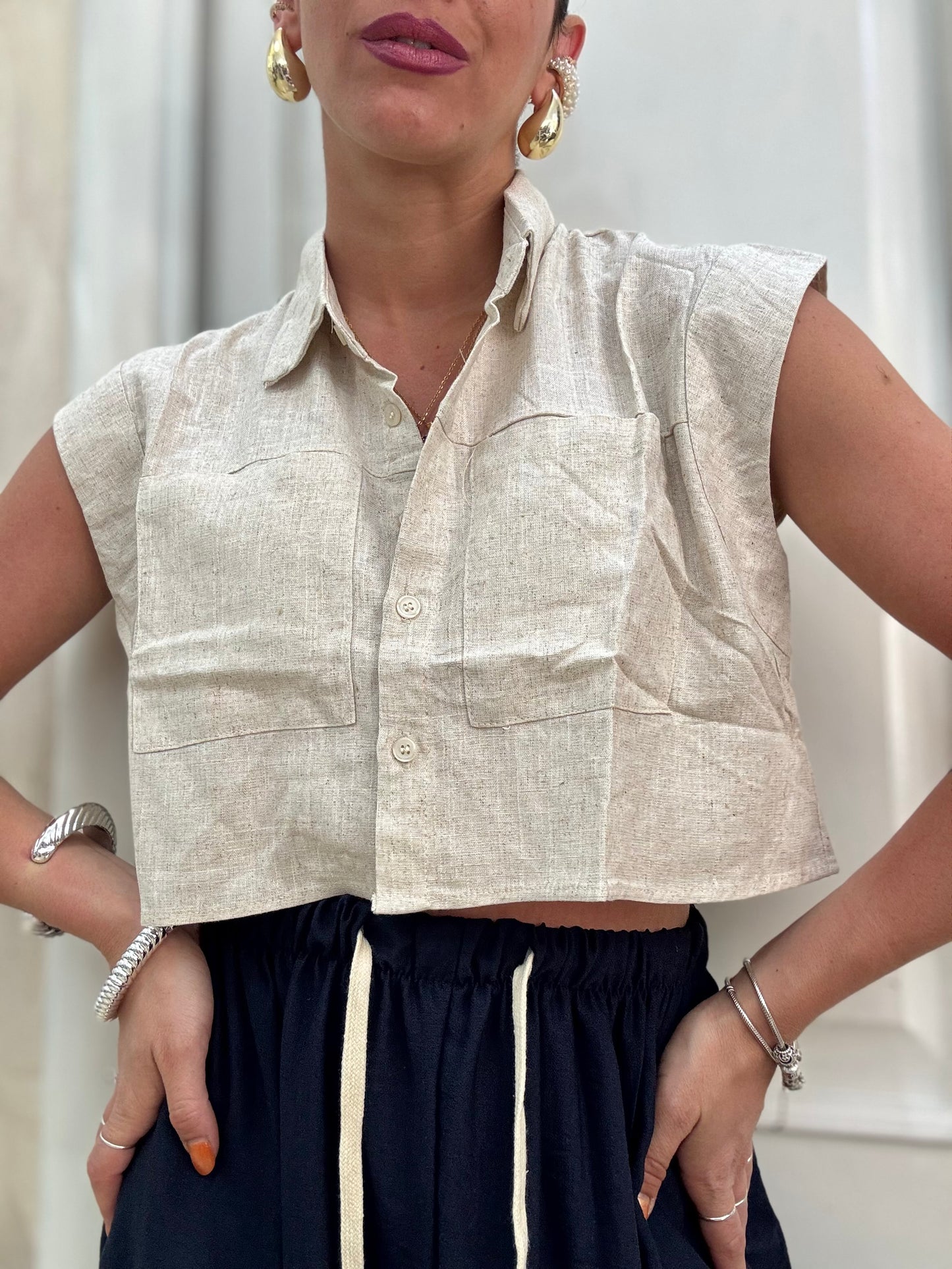Camicia CROP lino